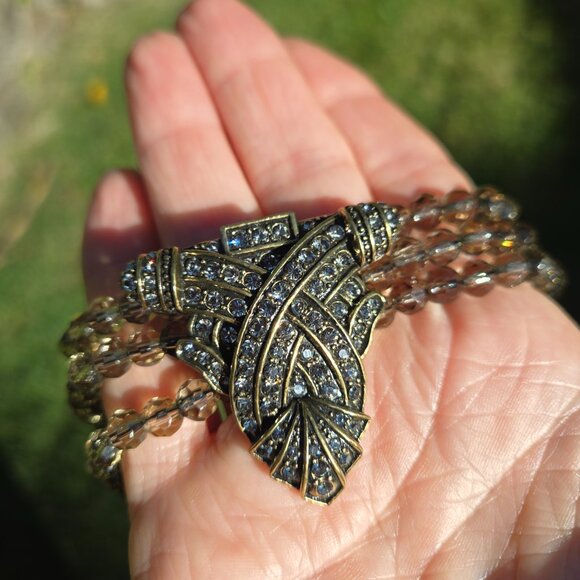 Heidi Daus Smoky Topaz Strand Swarovski Crystal Torsade Choker Necklace - Picture 4 of 11